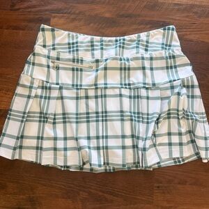 GG Blue White and Teal Plaid Pleated Mini Skirt, Large, NWOT